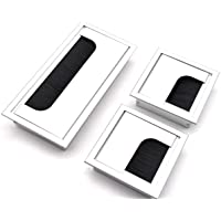 Tianher cuadrado Pasacables-rectangular mesa Escritorio cable organizador Orificio Acabado Alambre aluminio plata…